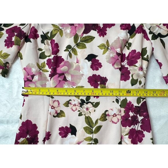Calvin Klein Womens Dress Pink Floral V Neck A Line Sheath Size 6 - Picture 10 of 16